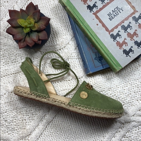C. Wonder “Olive” Ankle Tie Suede Espadrille Flat - Picture 1 of 8
